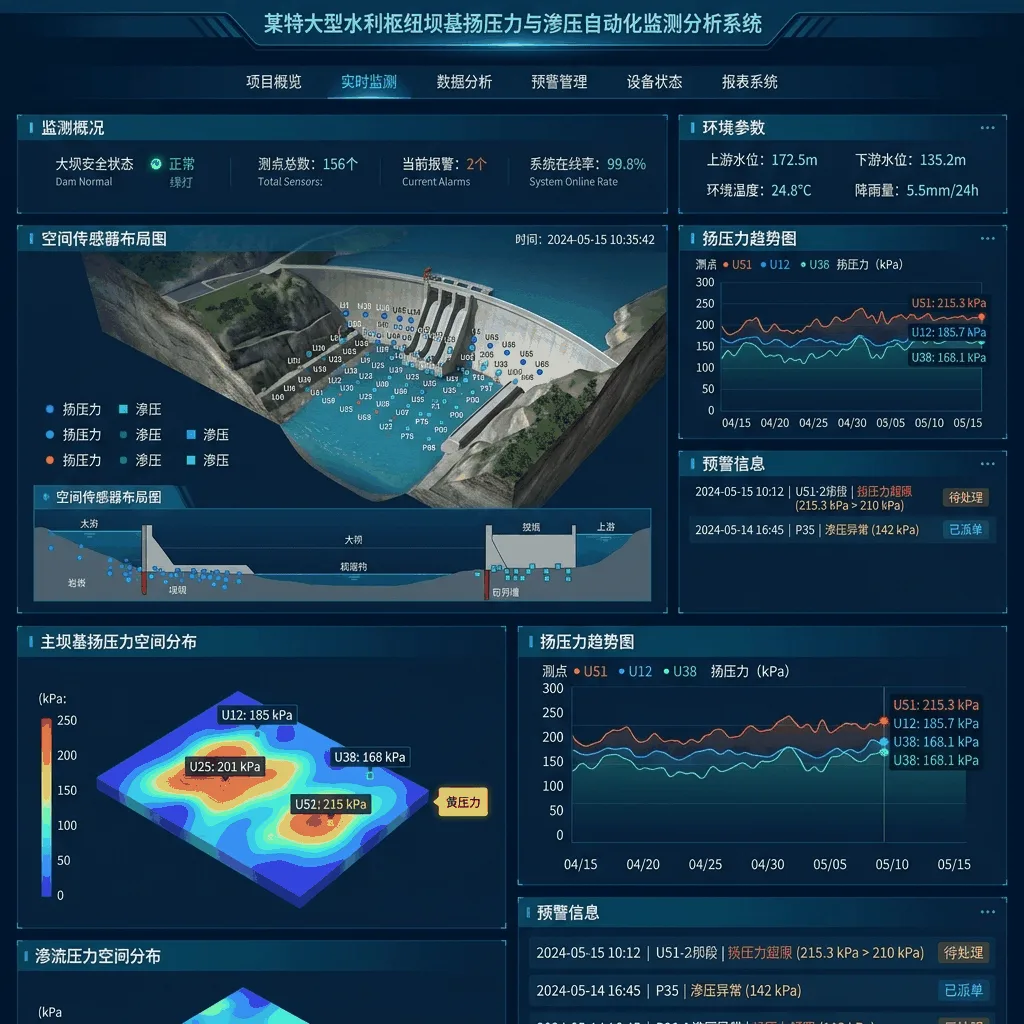 某特大型水利枢纽坝基扬压力与渗压自动化监测分析系统升级改造项目系统界面