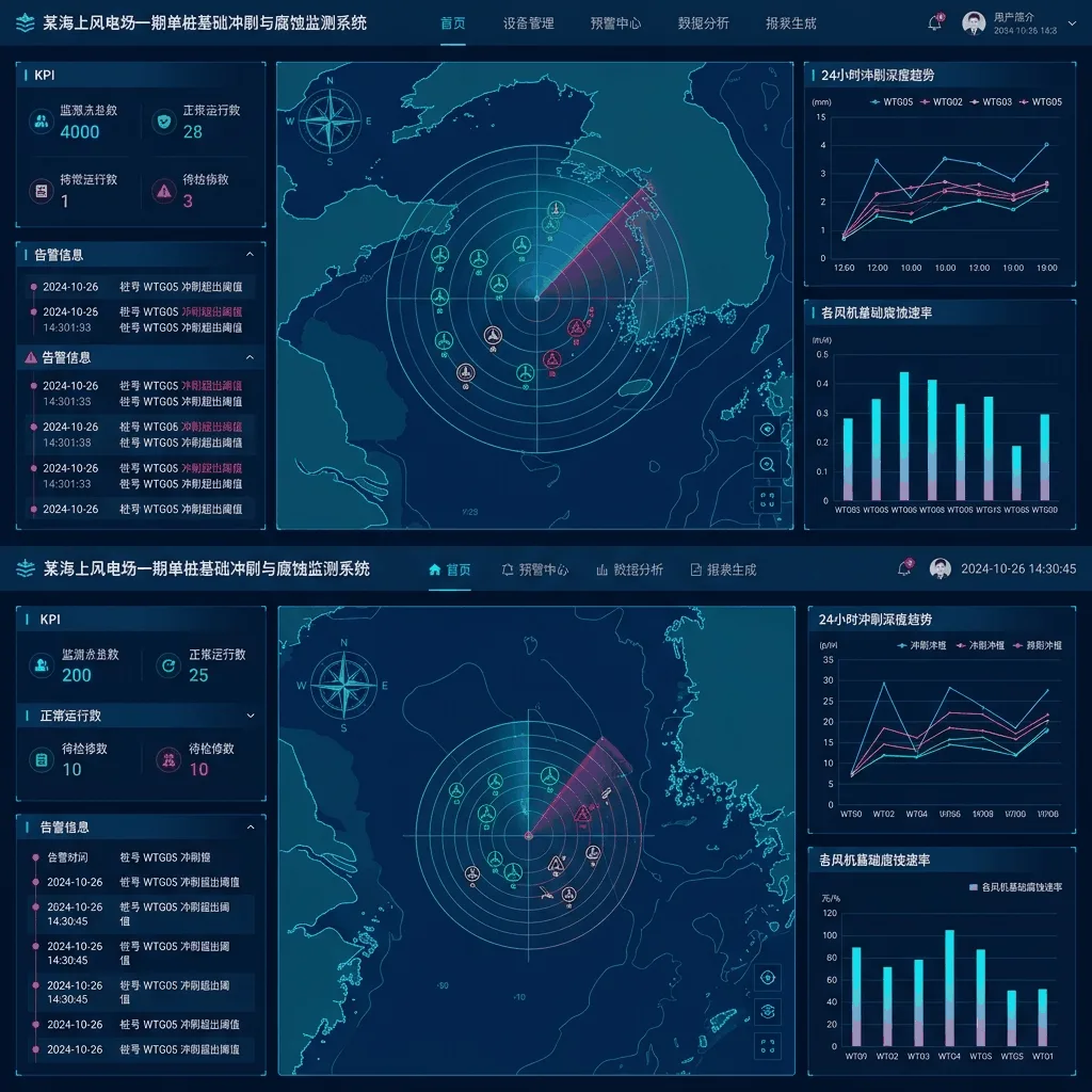 某海上风电场一期单桩基础冲刷与腐蚀监测系统系统界面