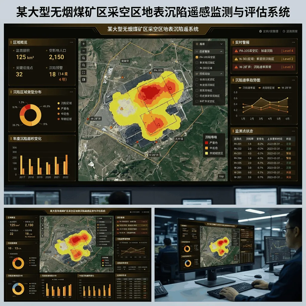 某大型无烟煤矿区采空区地表沉陷遥感监测与评估系统