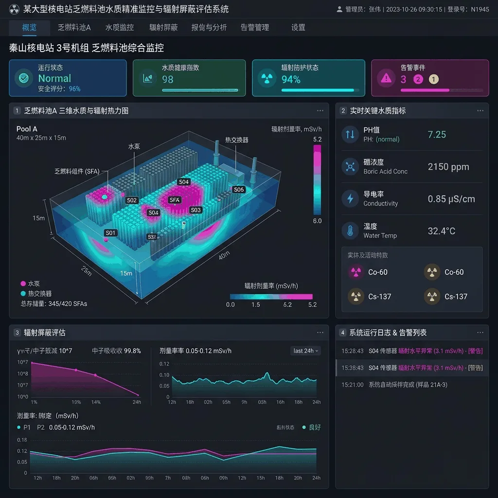 某大型核电站乏燃料池水质精准监控与辐射屏蔽评估系统