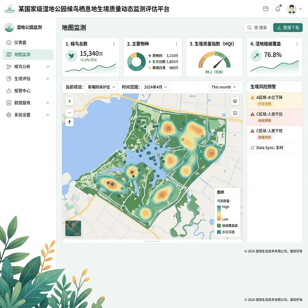 某国家级湿地公园候鸟栖息地生境质量动态监测评估平台
