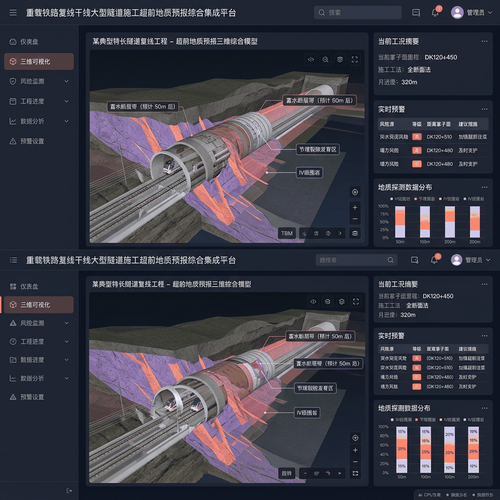 某重载铁路复线干线大型隧道施工超前地质预报综合集成平台