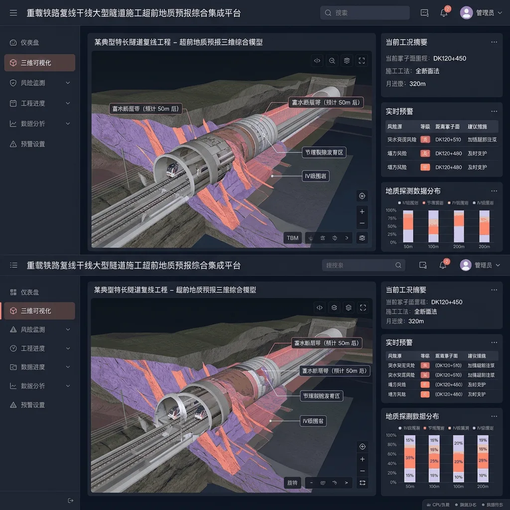 某重载铁路复线干线大型隧道施工超前地质预报综合集成平台
