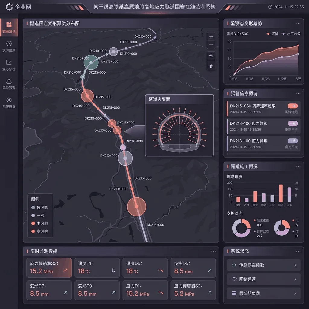 某干线高铁某高原地段高地应力隧道围岩在线监测系统